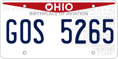 OH license plate GOS5265