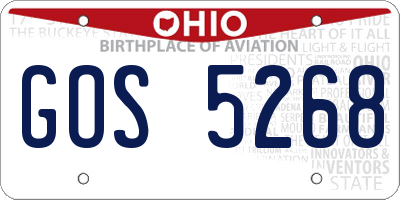 OH license plate GOS5268