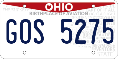 OH license plate GOS5275