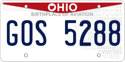 OH license plate GOS5288