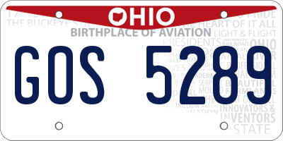 OH license plate GOS5289