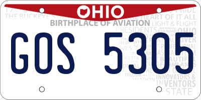 OH license plate GOS5305