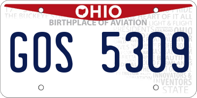 OH license plate GOS5309