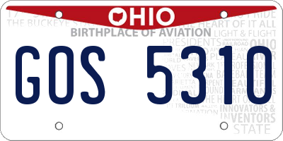 OH license plate GOS5310