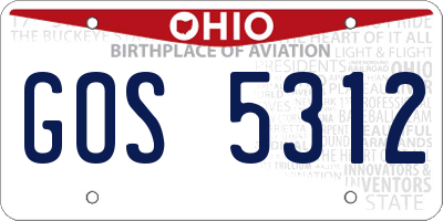 OH license plate GOS5312