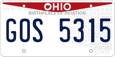 OH license plate GOS5315