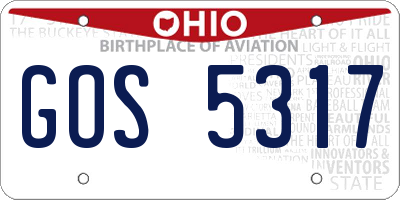 OH license plate GOS5317