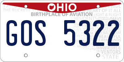OH license plate GOS5322
