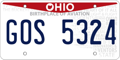 OH license plate GOS5324
