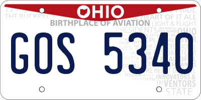 OH license plate GOS5340