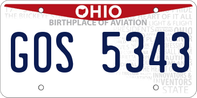 OH license plate GOS5343
