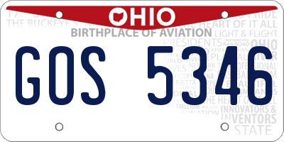 OH license plate GOS5346