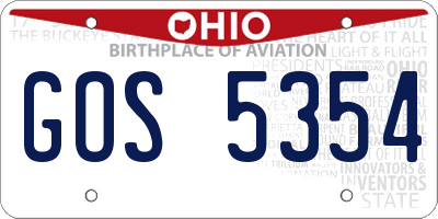 OH license plate GOS5354