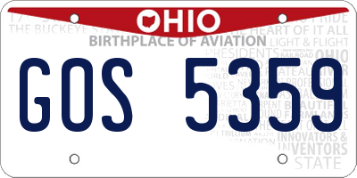 OH license plate GOS5359