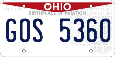 OH license plate GOS5360
