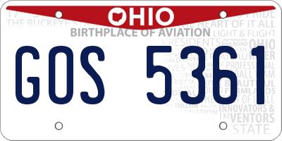 OH license plate GOS5361