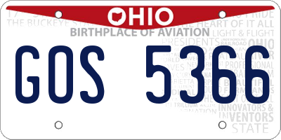 OH license plate GOS5366