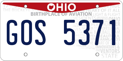 OH license plate GOS5371
