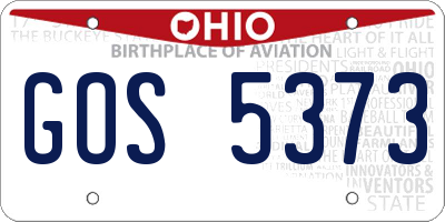 OH license plate GOS5373
