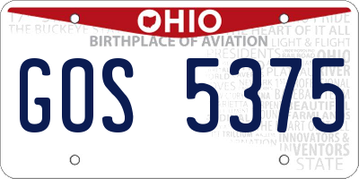 OH license plate GOS5375