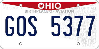 OH license plate GOS5377