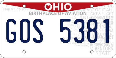 OH license plate GOS5381