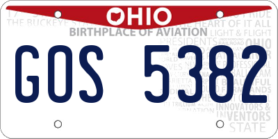OH license plate GOS5382