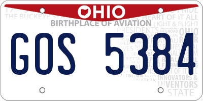 OH license plate GOS5384
