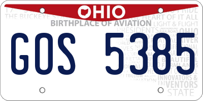 OH license plate GOS5385