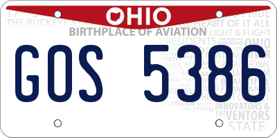 OH license plate GOS5386