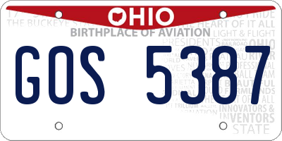OH license plate GOS5387
