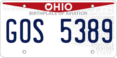 OH license plate GOS5389