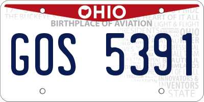 OH license plate GOS5391