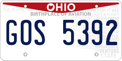 OH license plate GOS5392