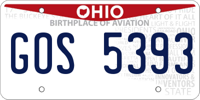 OH license plate GOS5393