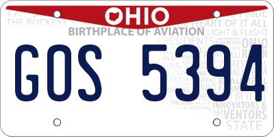 OH license plate GOS5394