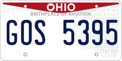 OH license plate GOS5395