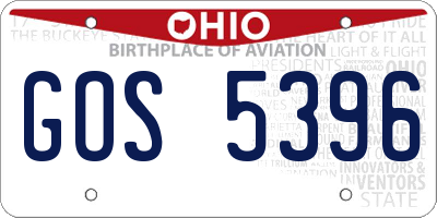 OH license plate GOS5396