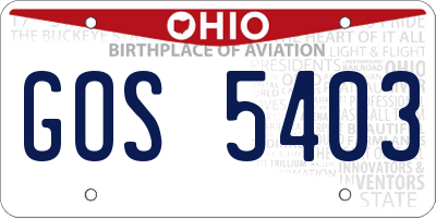 OH license plate GOS5403