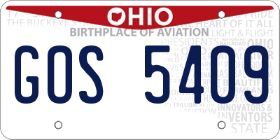 OH license plate GOS5409