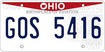 OH license plate GOS5416
