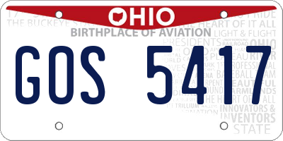 OH license plate GOS5417