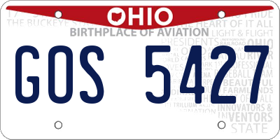 OH license plate GOS5427