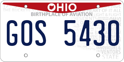 OH license plate GOS5430