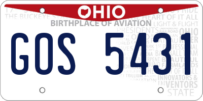 OH license plate GOS5431