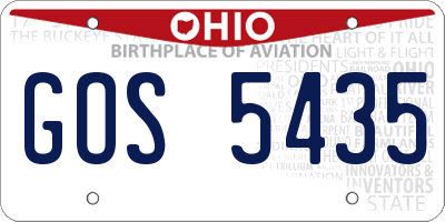 OH license plate GOS5435