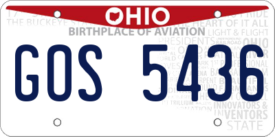 OH license plate GOS5436
