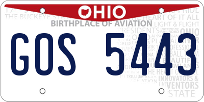 OH license plate GOS5443