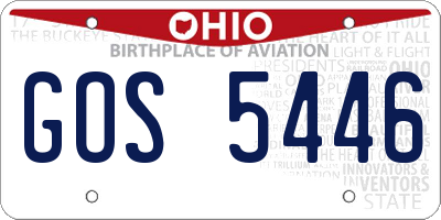 OH license plate GOS5446