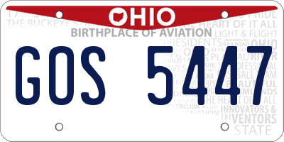 OH license plate GOS5447